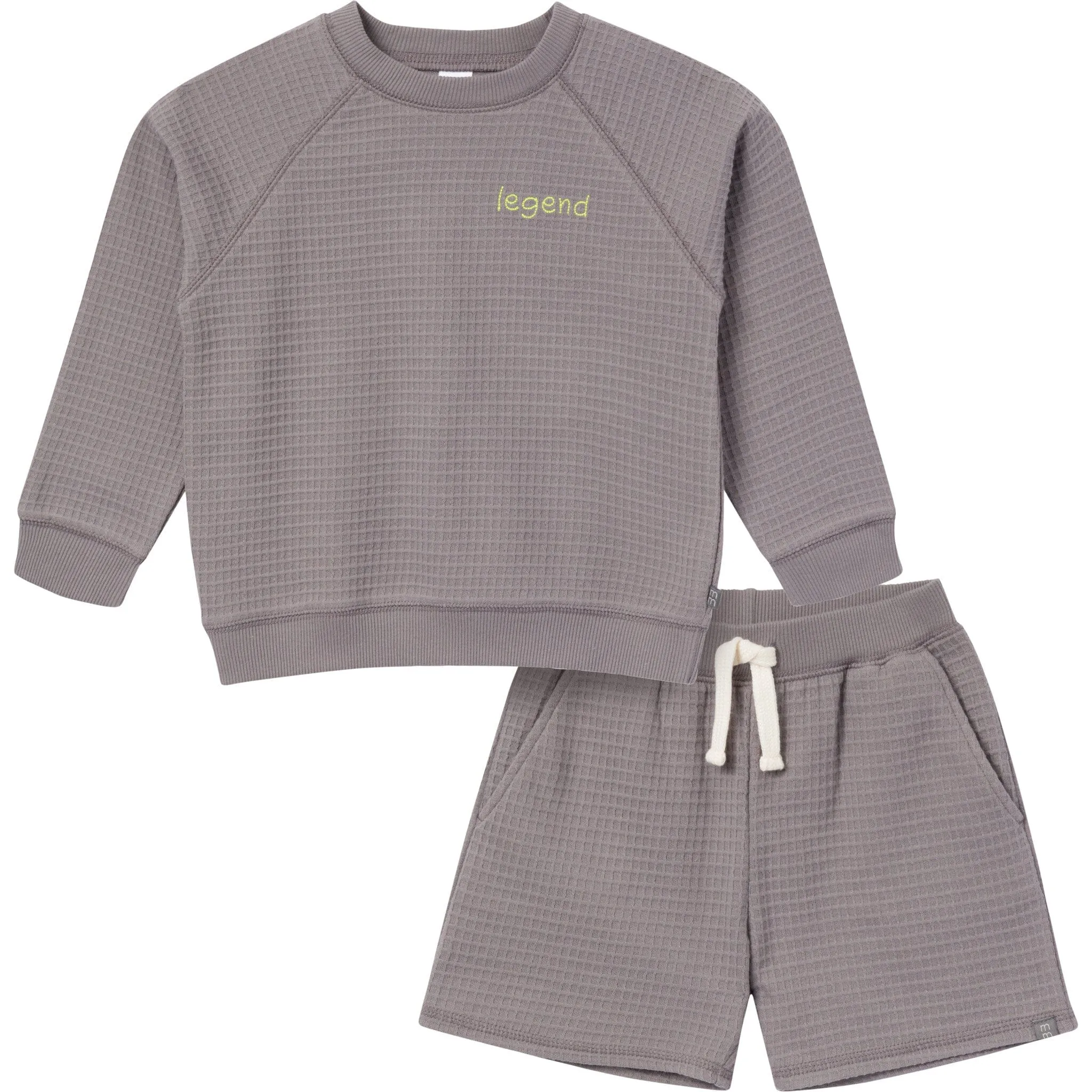 2-Piece Infant & Toddler Boys Grey Long Sleeve Top and Shorts Set