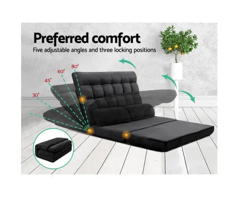 2-seater Adjustable Lounge Sofa - Charcoal Suede