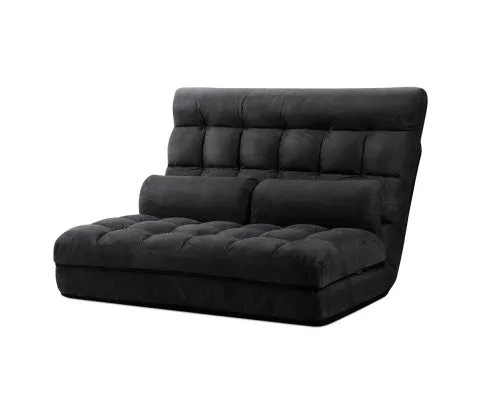 2-seater Adjustable Lounge Sofa - Charcoal Suede