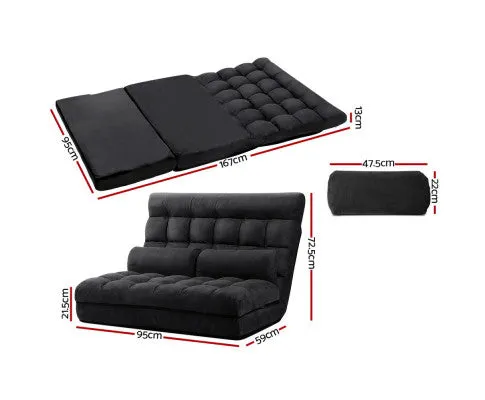 2-seater Adjustable Lounge Sofa - Charcoal Suede