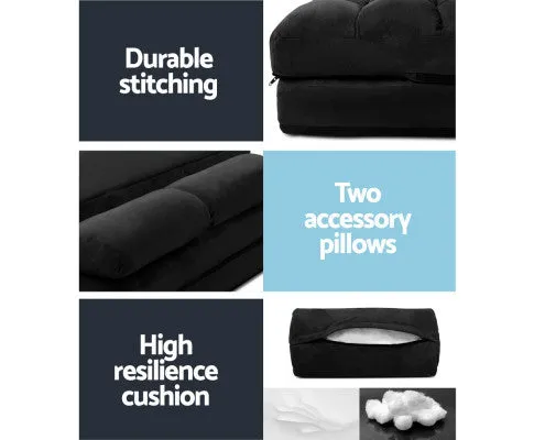 2-seater Adjustable Lounge Sofa - Charcoal Suede