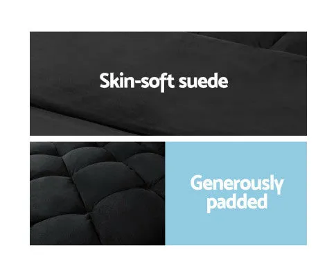 2-seater Adjustable Lounge Sofa - Charcoal Suede