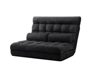 2-seater Adjustable Lounge Sofa - Charcoal Suede