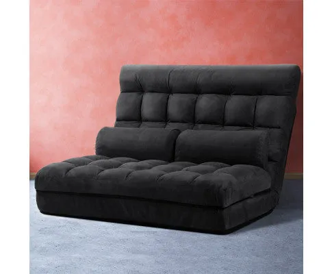 2-seater Adjustable Lounge Sofa - Charcoal Suede