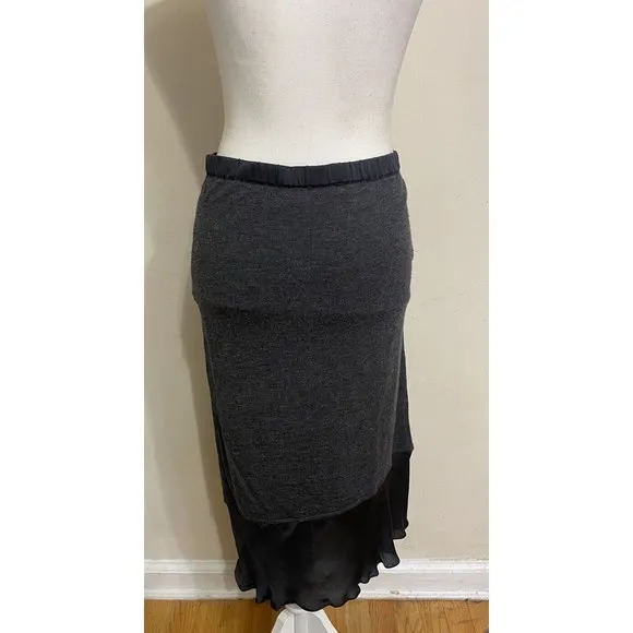 $395 SKIN BY SUSAN BEISCHEL Viscose, Wool &amp; Silk Midi Wrap Skirt Size 0 / XS