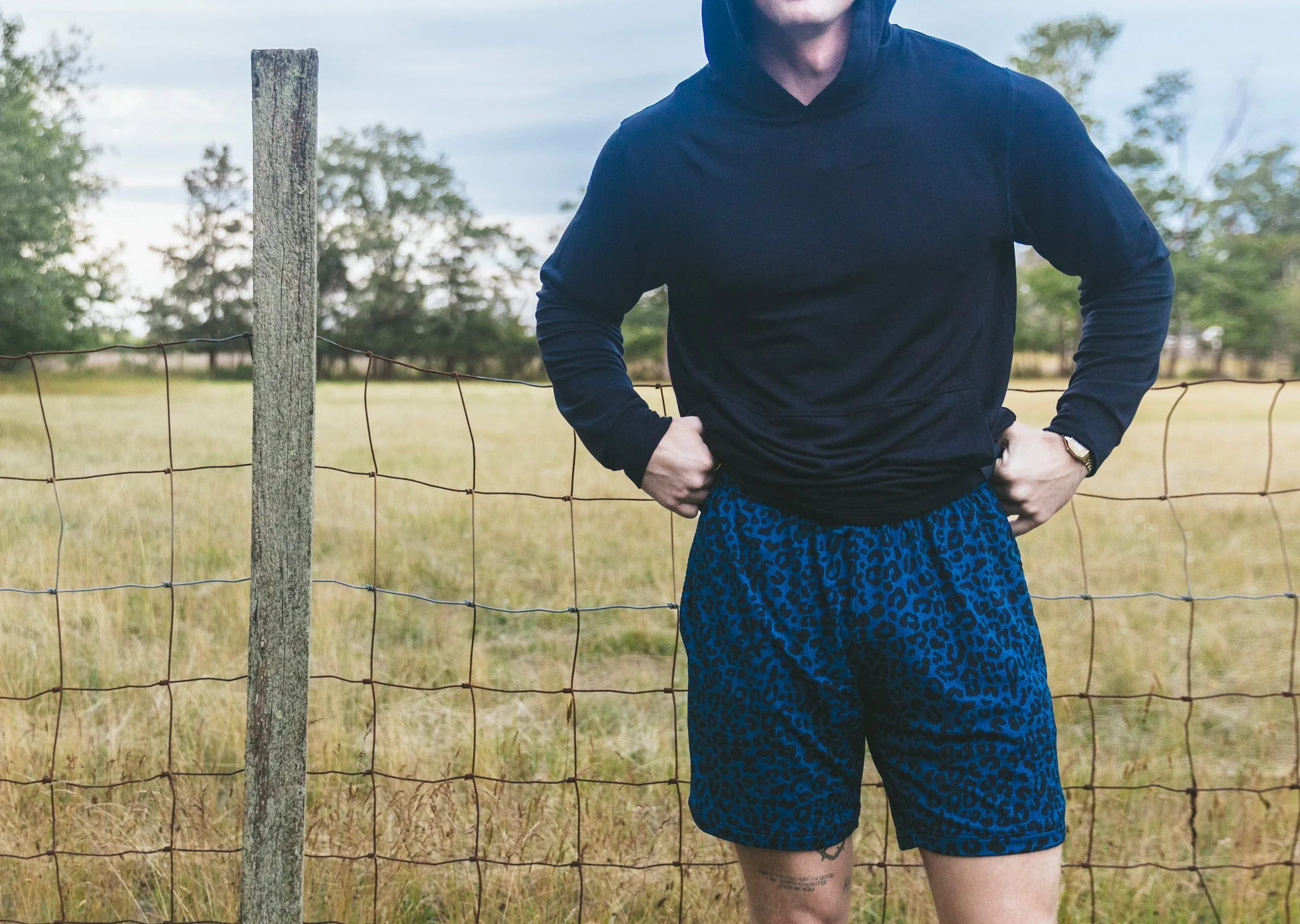 6" Pocket Lounge Short ~ Midnight Leopard