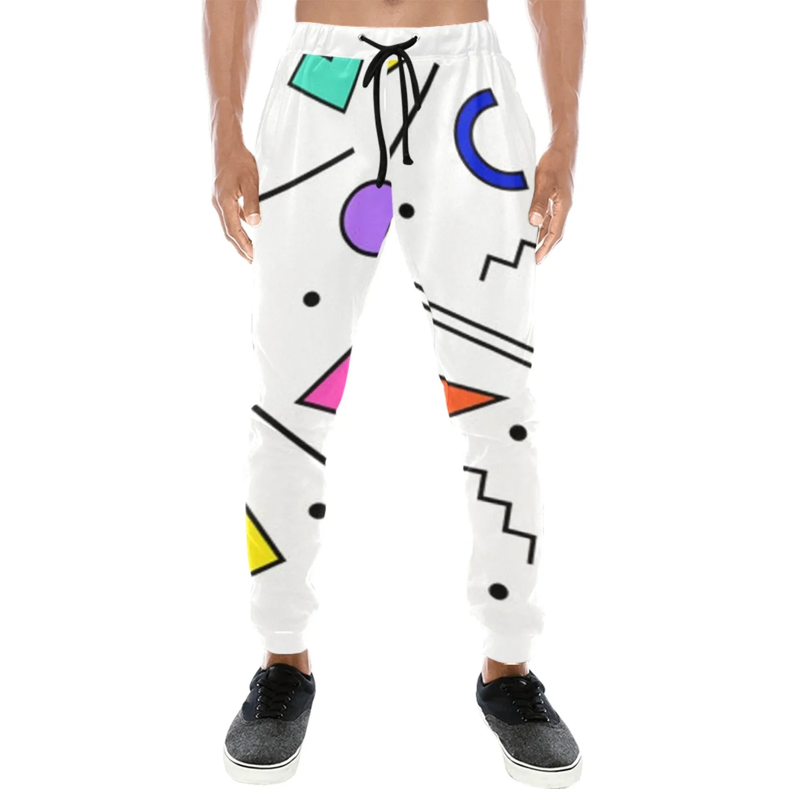 90s White Design Pattern Casual Baggy Slacks