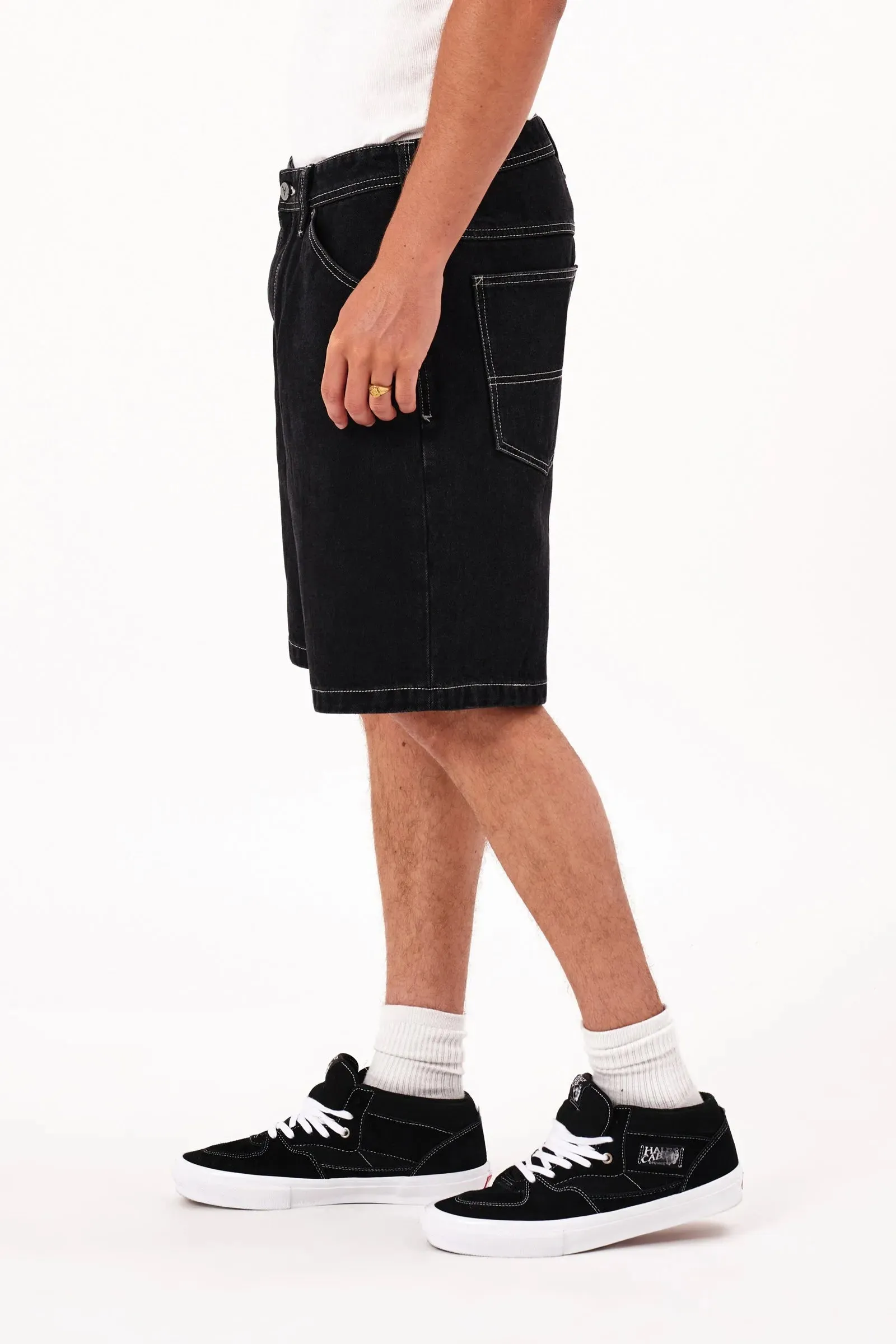 Abrand A5 Baggy Denim Short - Lance - Washed Black