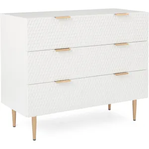 Adore Decor Jolie Contemporary 3-Drawer Dresser with Gold Metal Accents Adore Decor