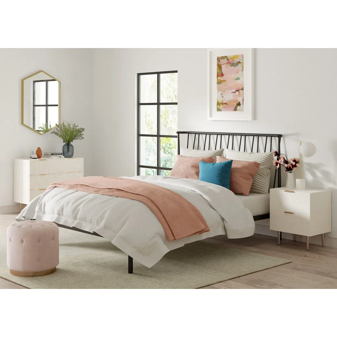 Adore Decor Jolie Contemporary 3-Drawer Dresser with Gold Metal Accents Adore Decor