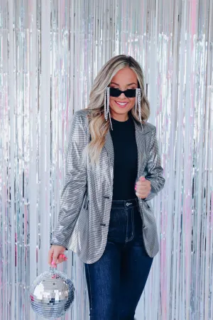 After Six Disco Ball Blazer - Silver