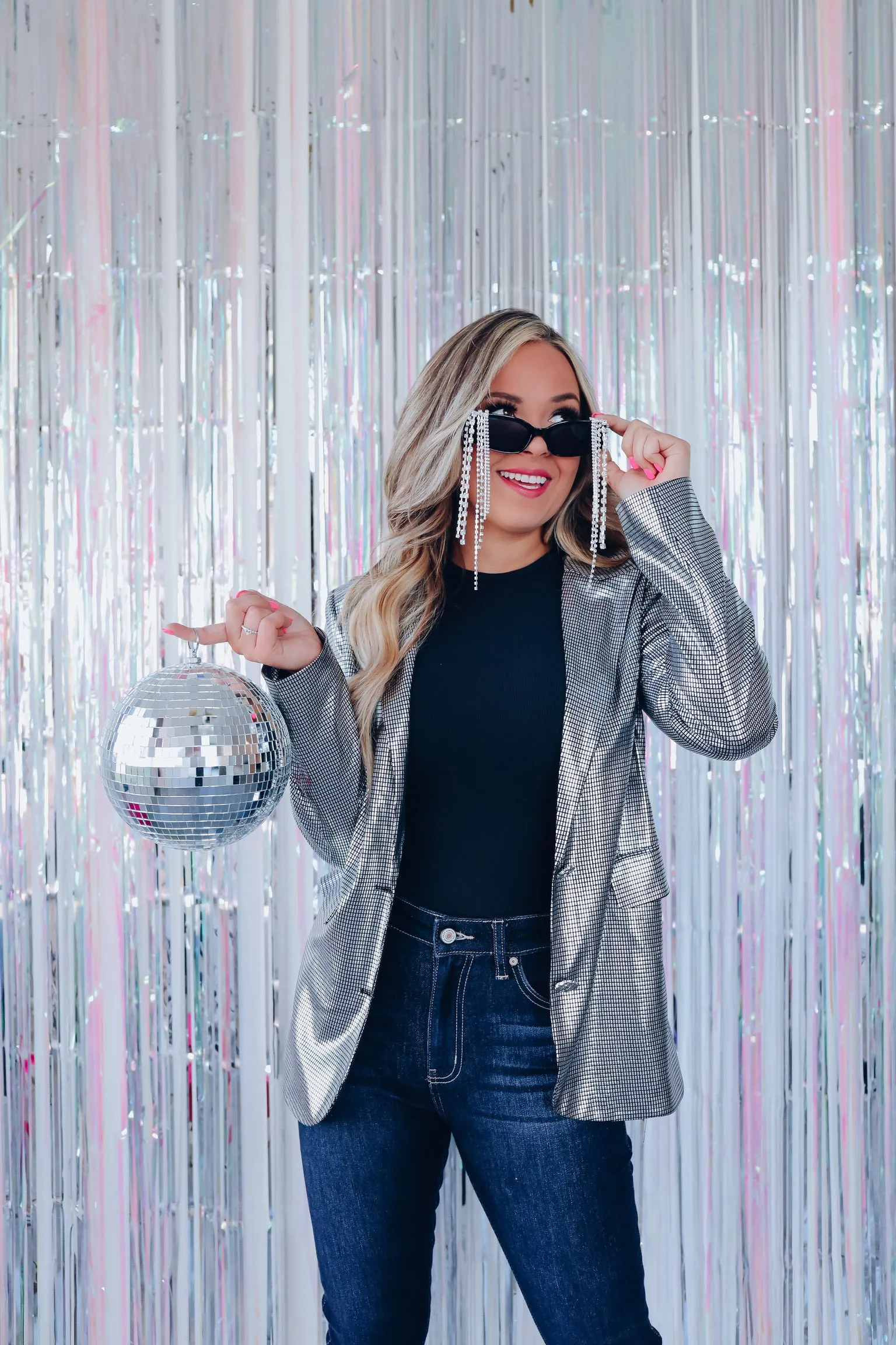 After Six Disco Ball Blazer - Silver