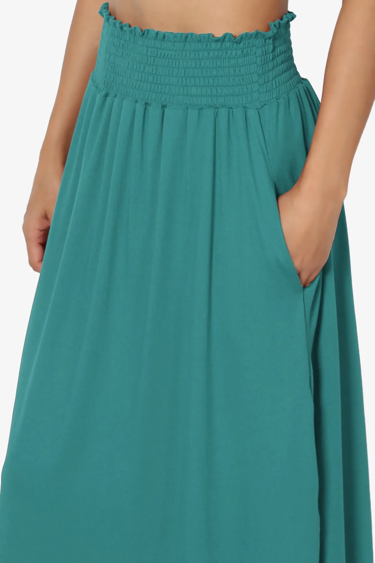 Alisah Smocked Waist Pocket Slit Maxi Skirt PLUS