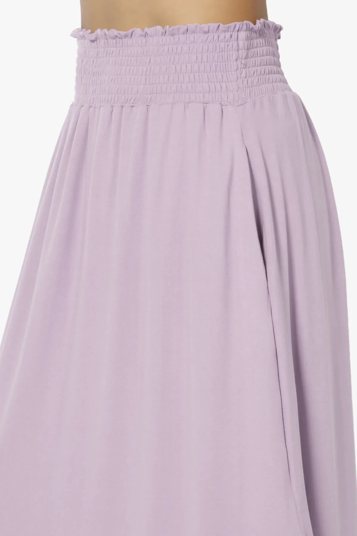 Alisah Smocked Waist Pocket Slit Maxi Skirt PLUS