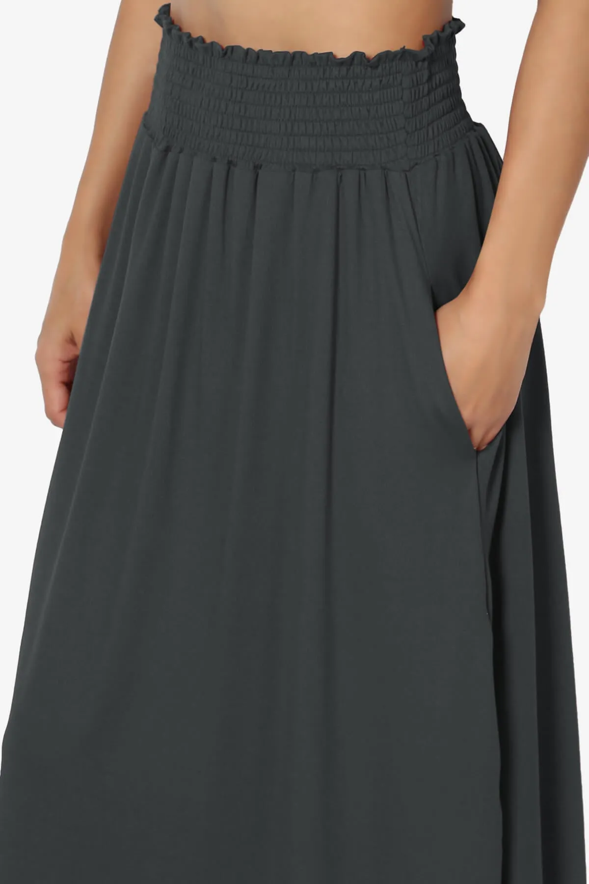 Alisah Smocked Waist Pocket Slit Maxi Skirt PLUS
