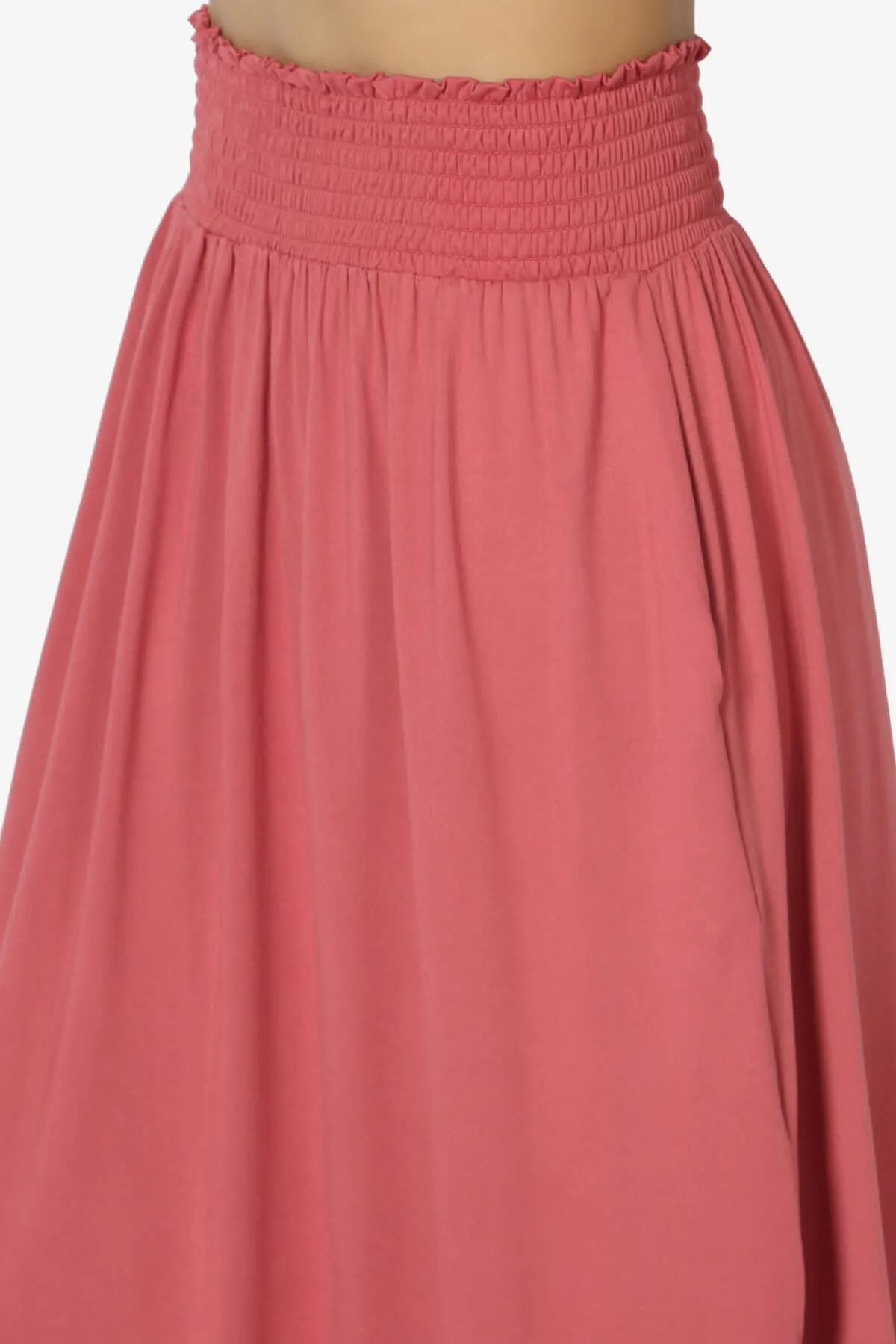 Alisah Smocked Waist Pocket Slit Maxi Skirt PLUS