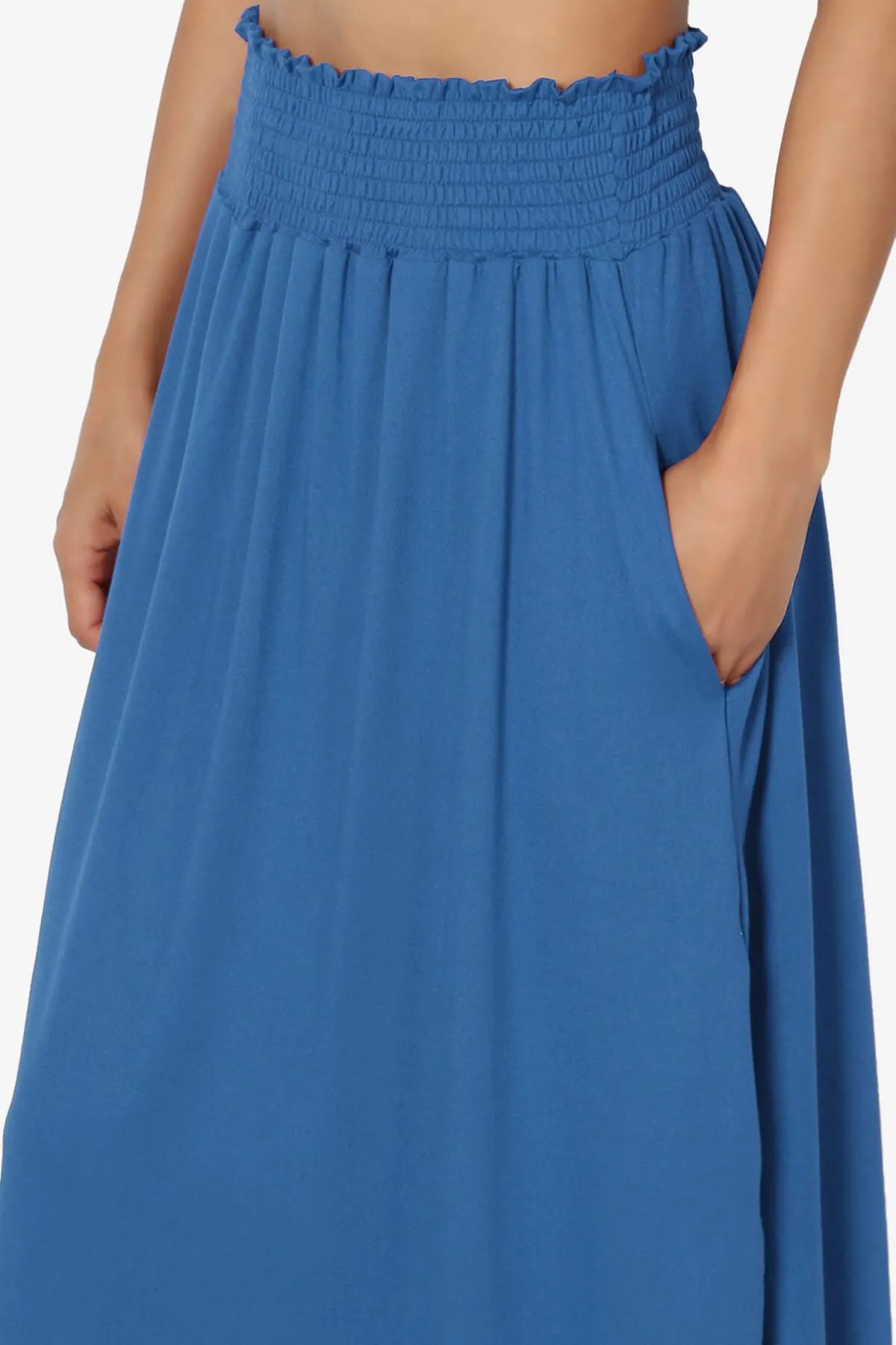 Alisah Smocked Waist Pocket Slit Maxi Skirt PLUS