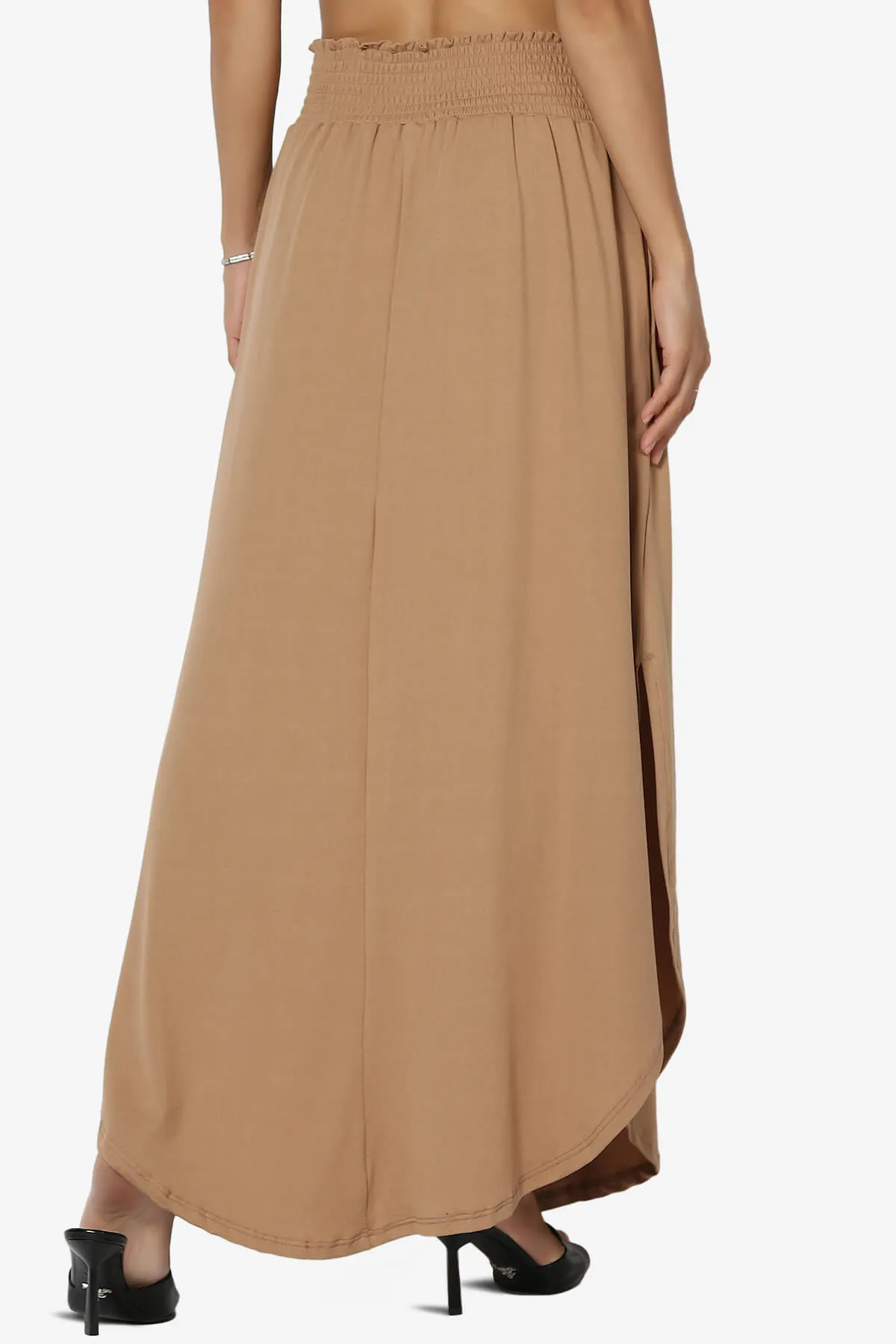 Alisah Smocked Waist Pocket Slit Maxi Skirt PLUS