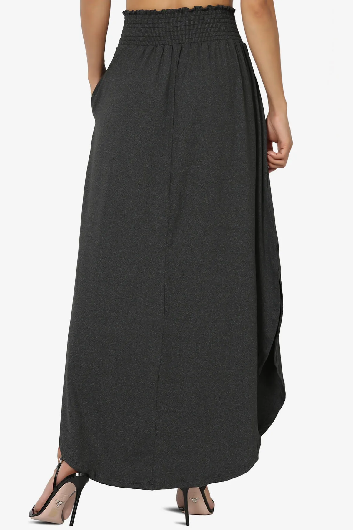 Alisah Smocked Waist Pocket Slit Maxi Skirt PLUS