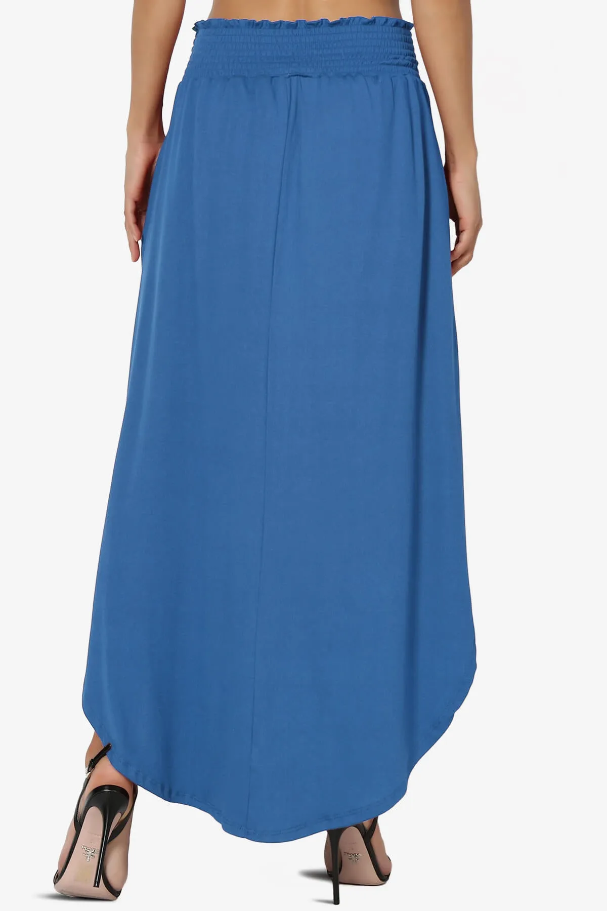 Alisah Smocked Waist Pocket Slit Maxi Skirt PLUS