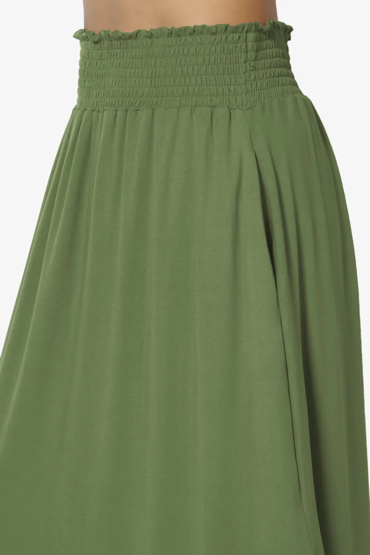 Alisah Smocked Waist Pocket Slit Maxi Skirt PLUS