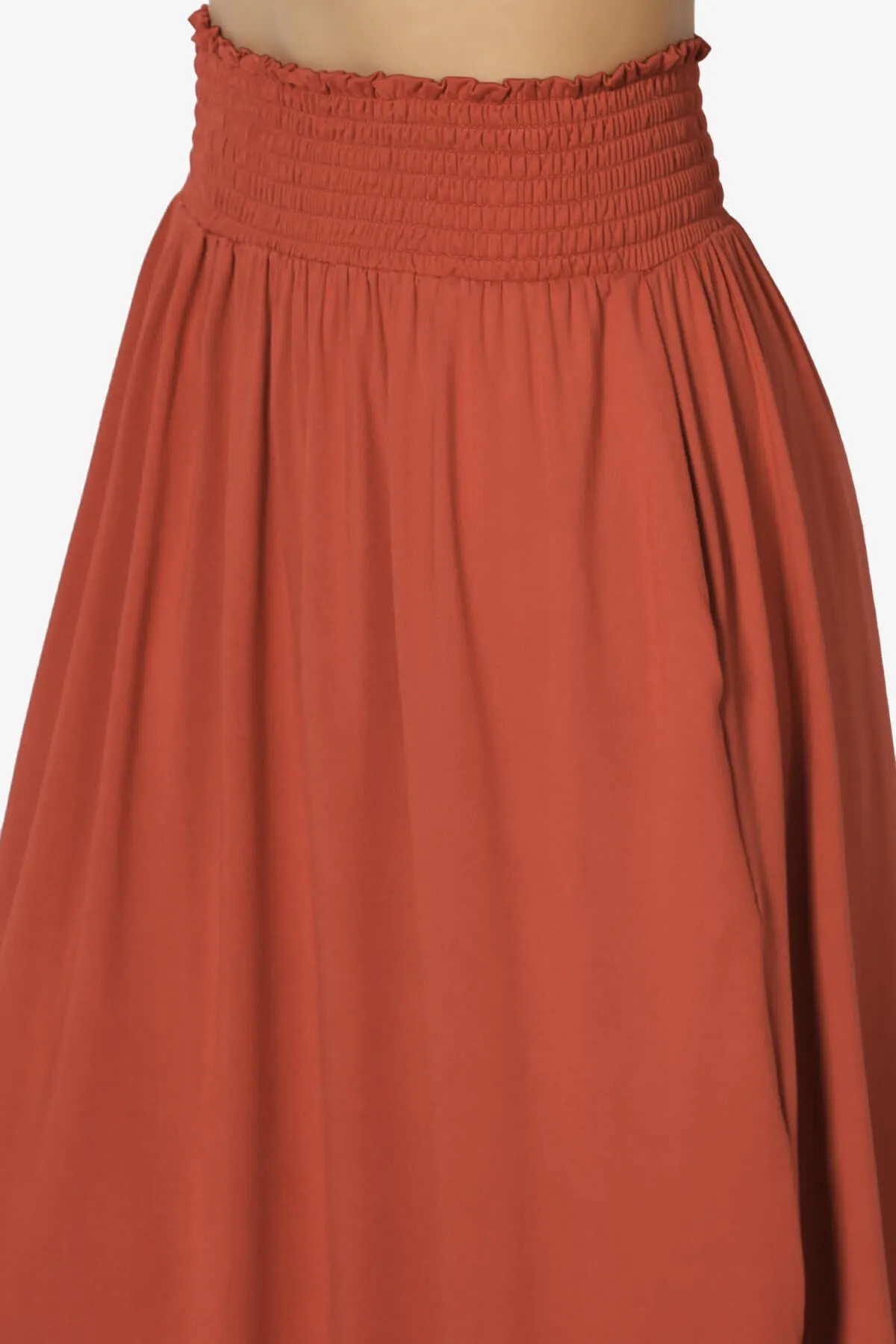 Alisah Smocked Waist Pocket Slit Maxi Skirt PLUS