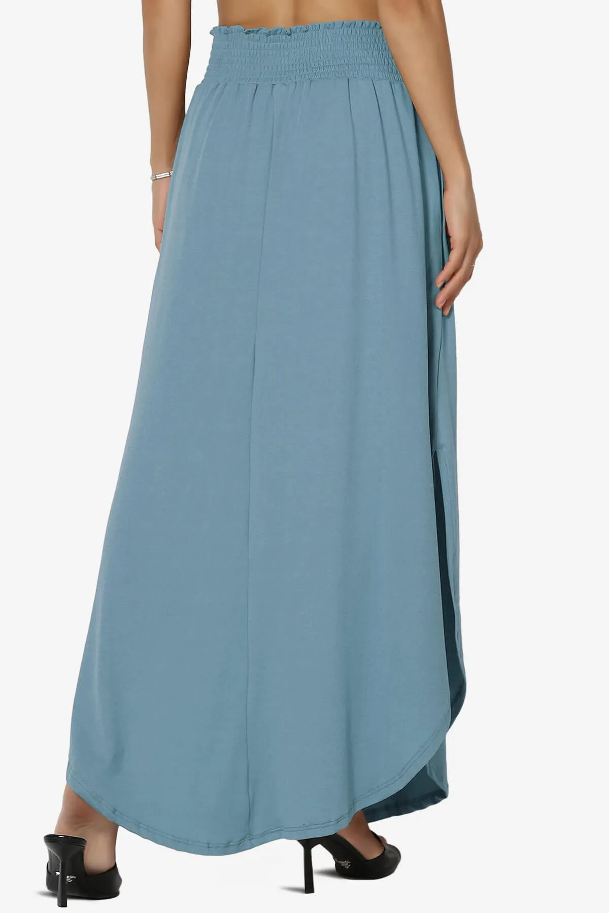 Alisah Smocked Waist Pocket Slit Maxi Skirt PLUS