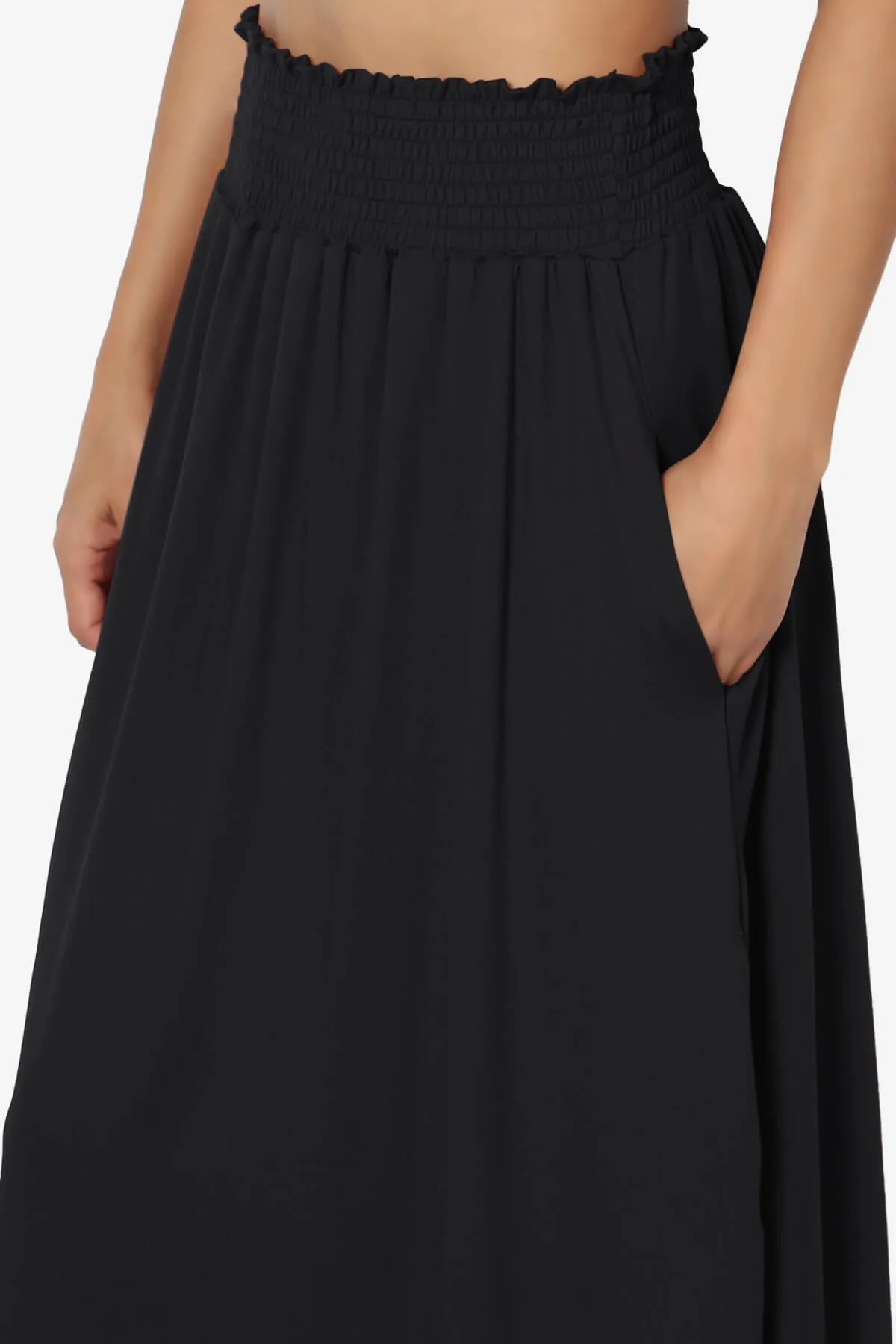 Alisah Smocked Waist Pocket Slit Maxi Skirt PLUS