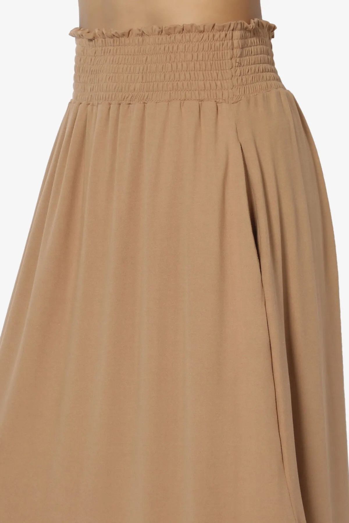 Alisah Smocked Waist Pocket Slit Maxi Skirt PLUS