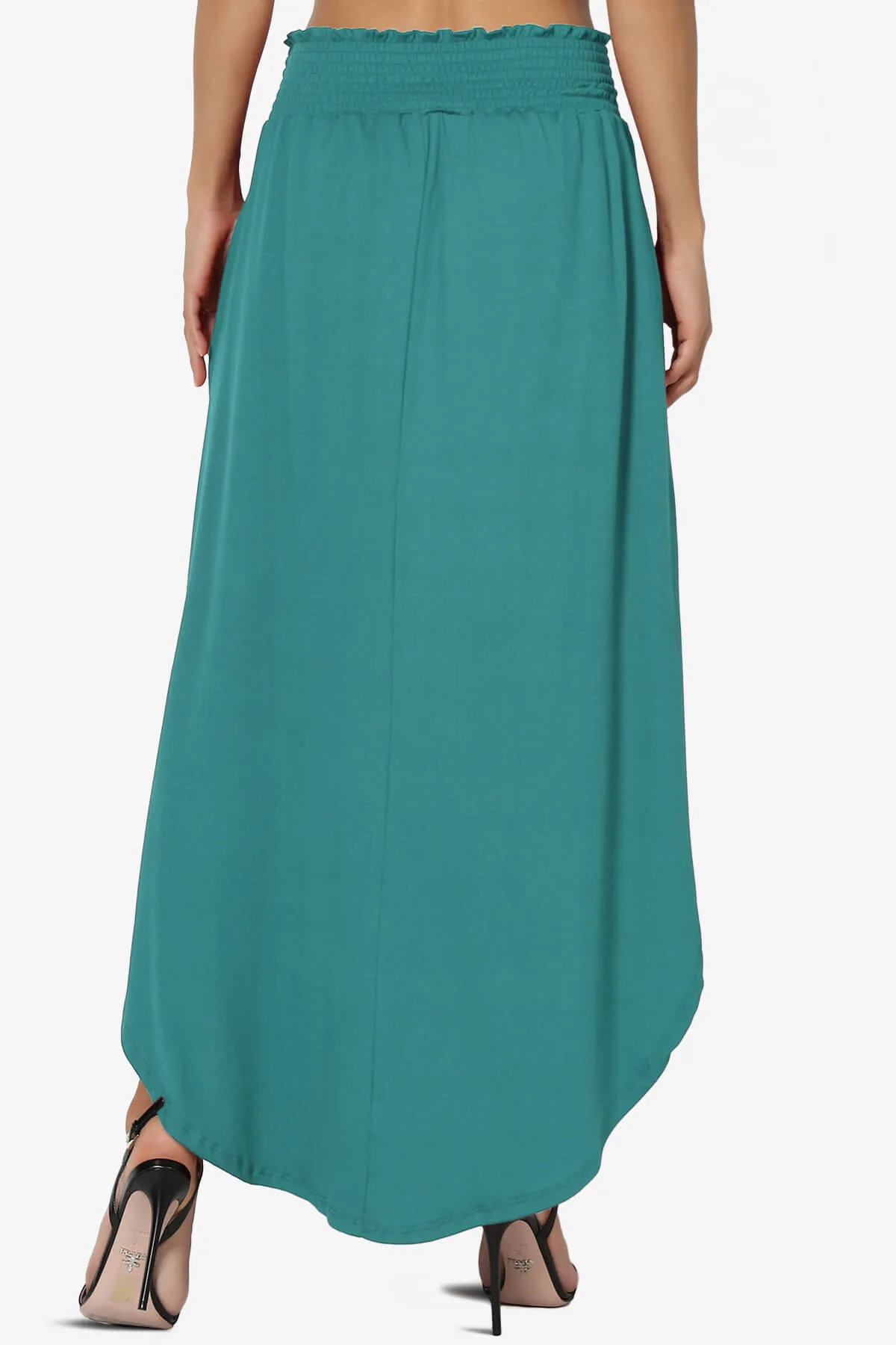 Alisah Smocked Waist Pocket Slit Maxi Skirt PLUS