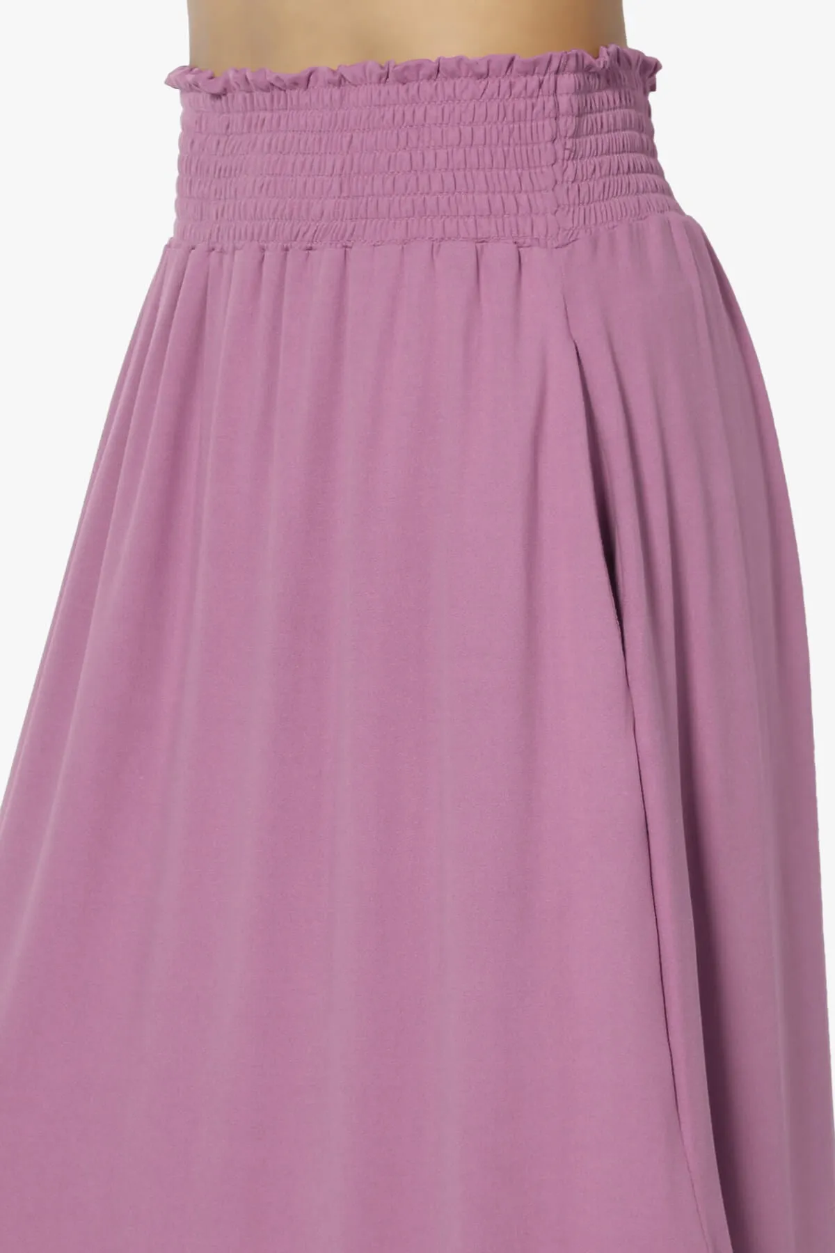 Alisah Smocked Waist Pocket Slit Maxi Skirt PLUS