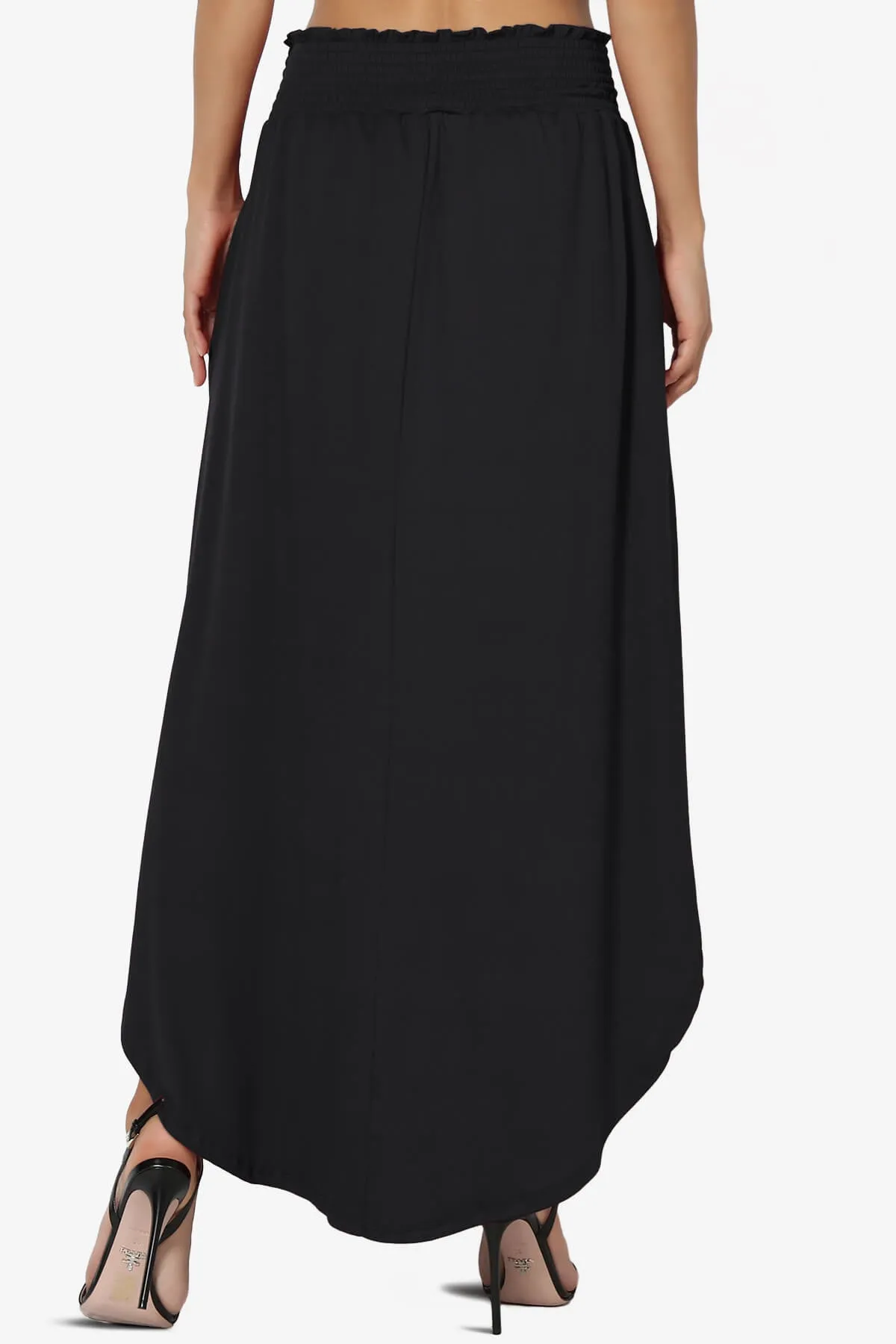 Alisah Smocked Waist Pocket Slit Maxi Skirt PLUS