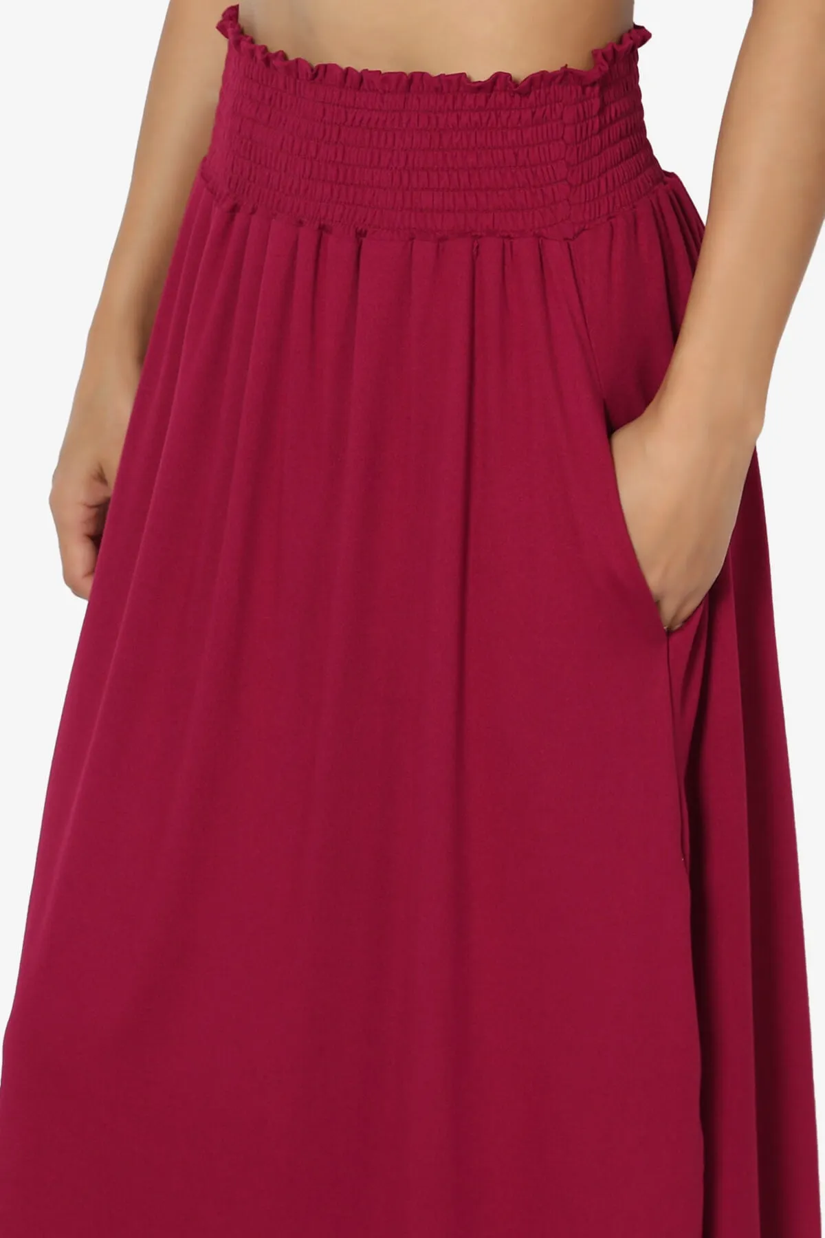 Alisah Smocked Waist Pocket Slit Maxi Skirt PLUS
