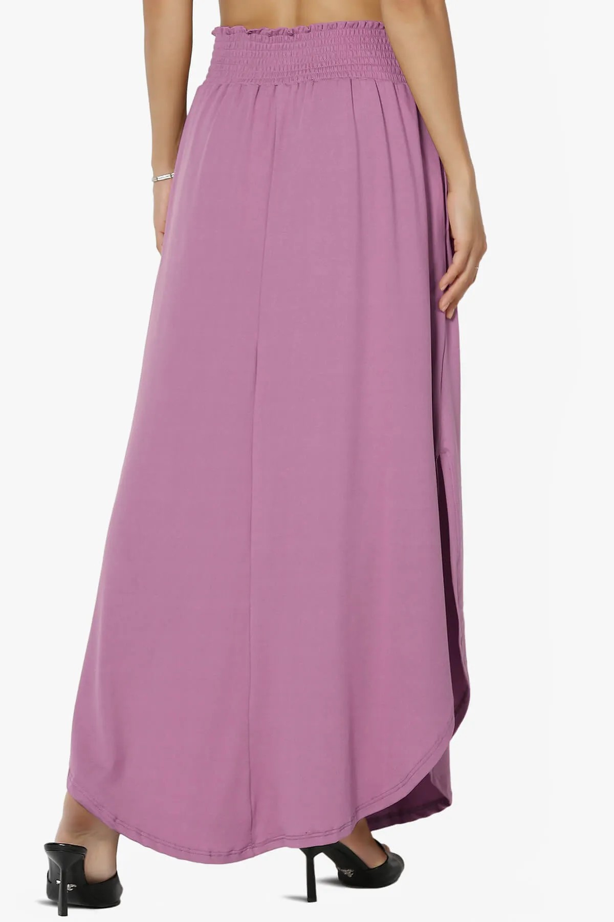 Alisah Smocked Waist Pocket Slit Maxi Skirt PLUS
