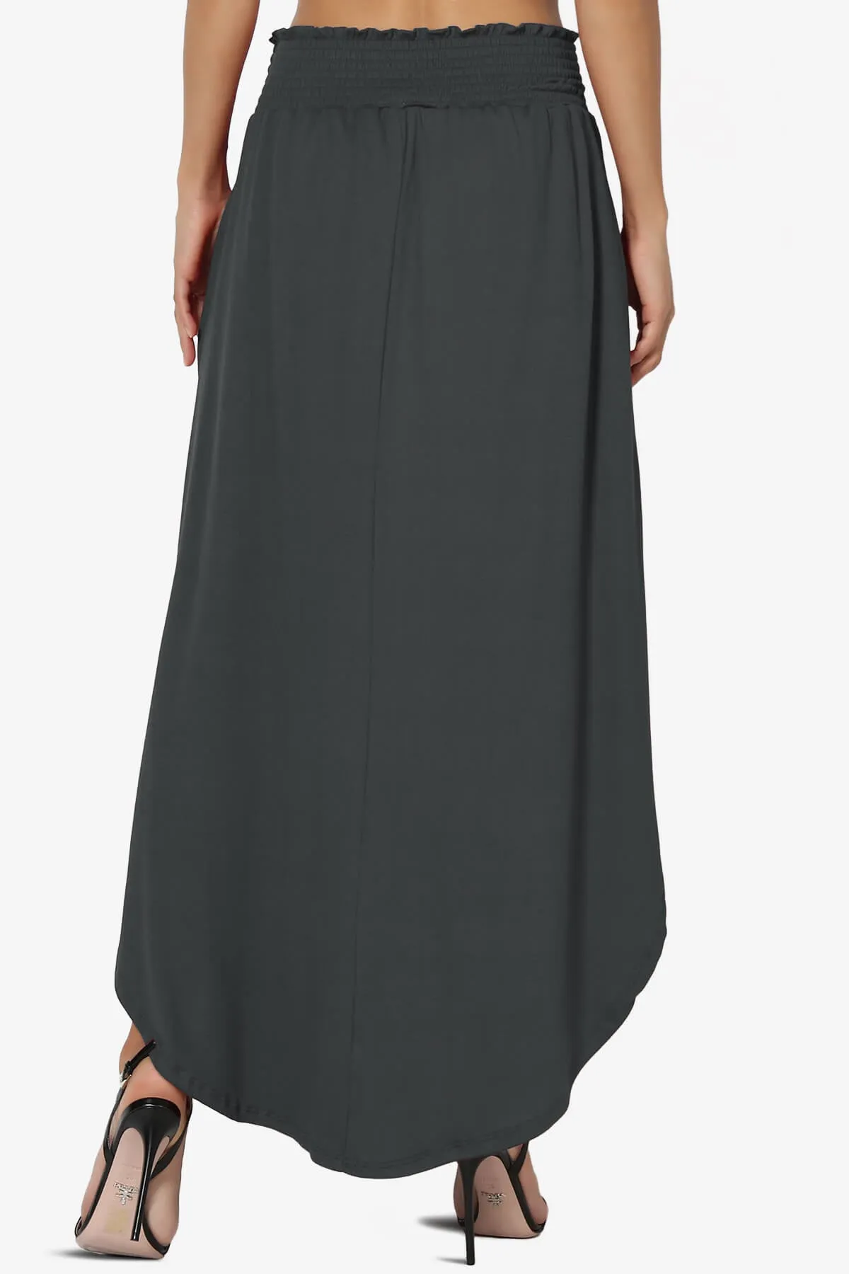 Alisah Smocked Waist Pocket Slit Maxi Skirt PLUS