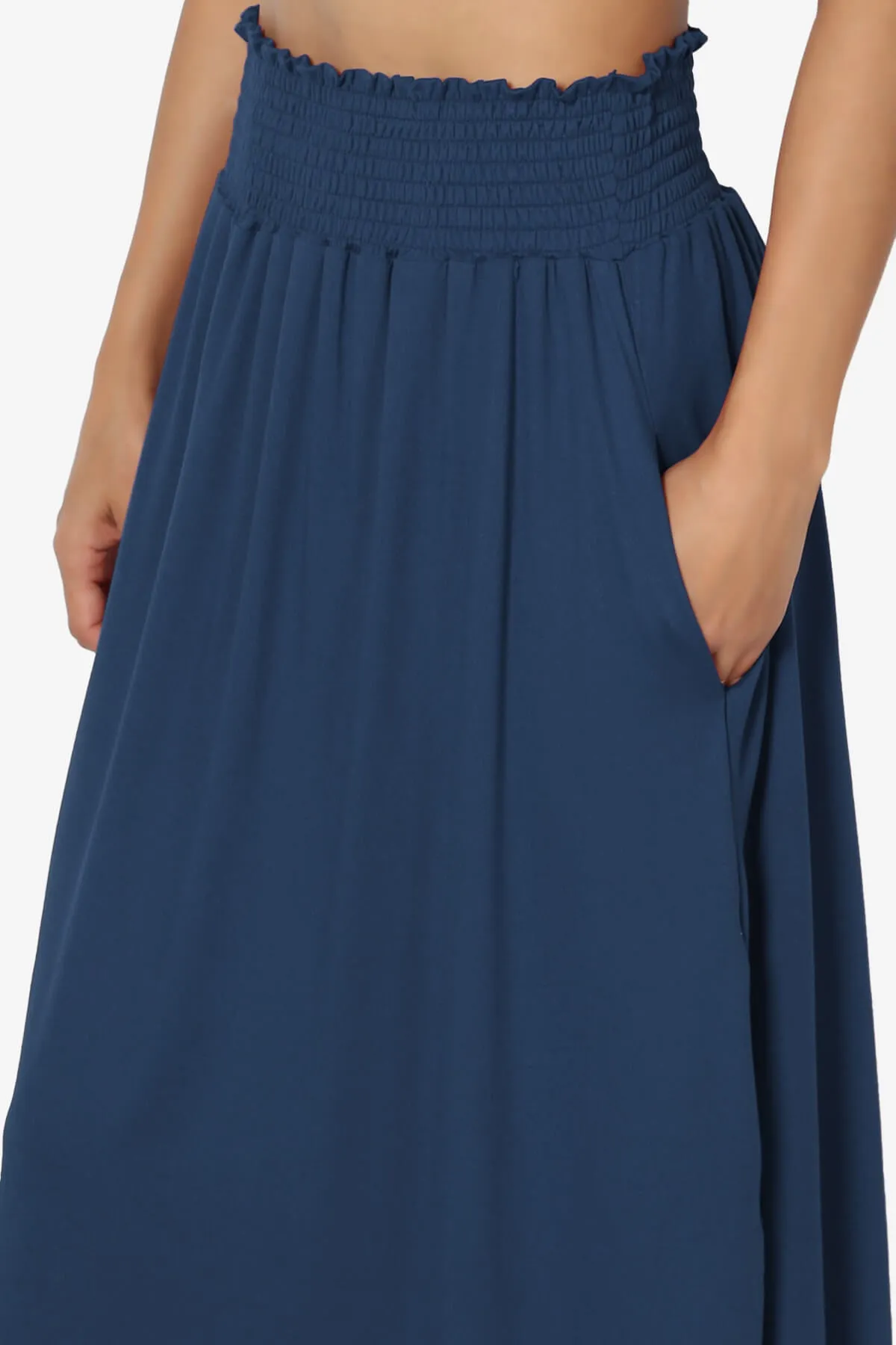 Alisah Smocked Waist Pocket Slit Maxi Skirt PLUS