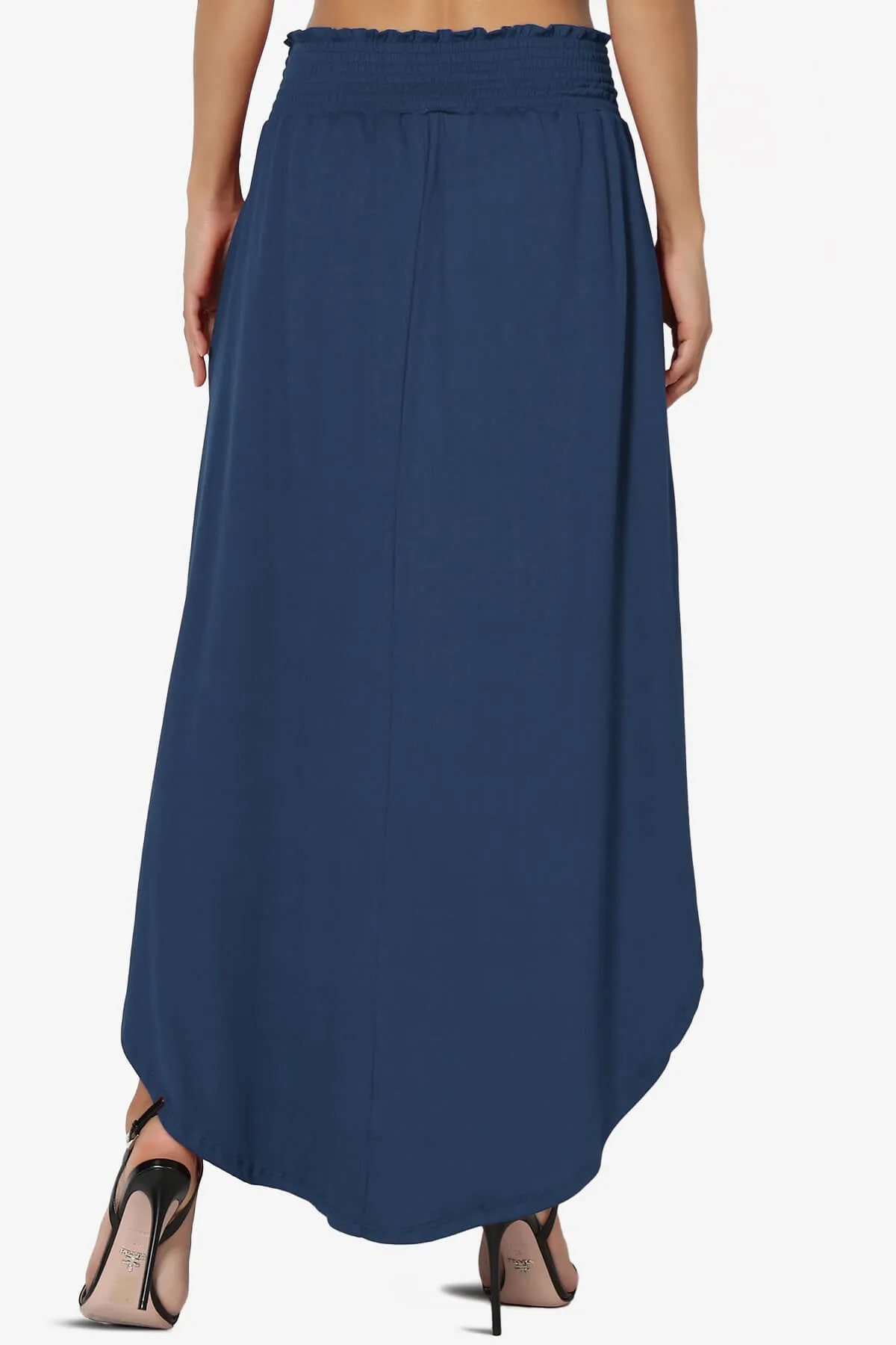 Alisah Smocked Waist Pocket Slit Maxi Skirt PLUS