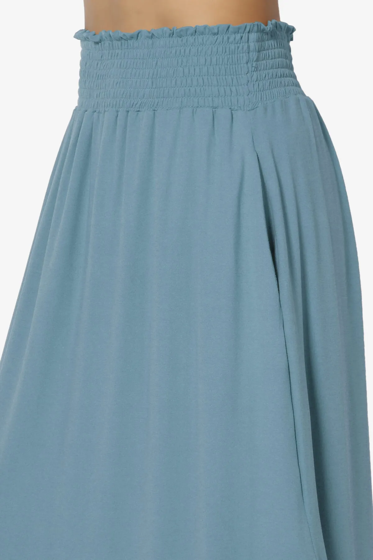 Alisah Smocked Waist Pocket Slit Maxi Skirt PLUS
