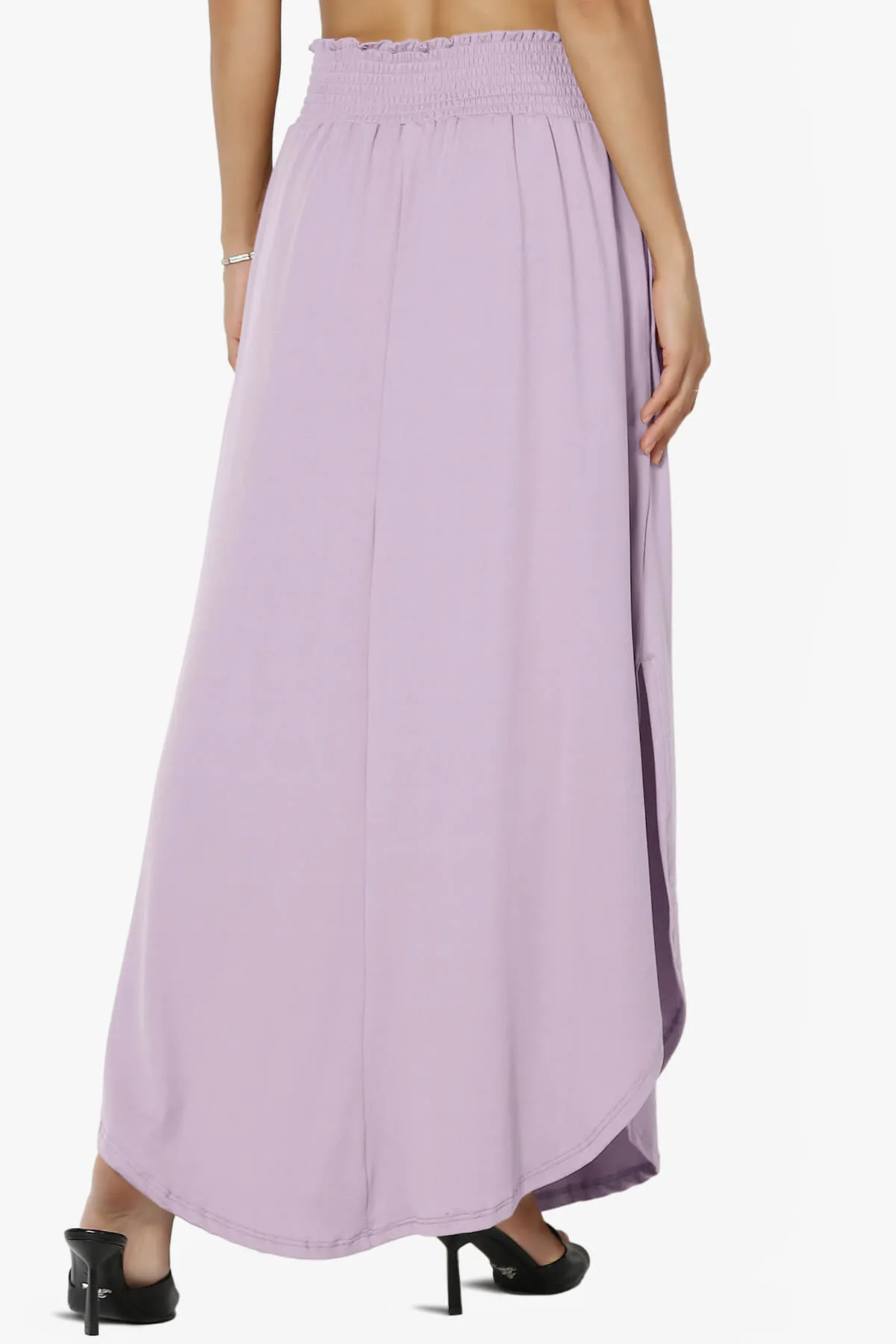Alisah Smocked Waist Pocket Slit Maxi Skirt PLUS