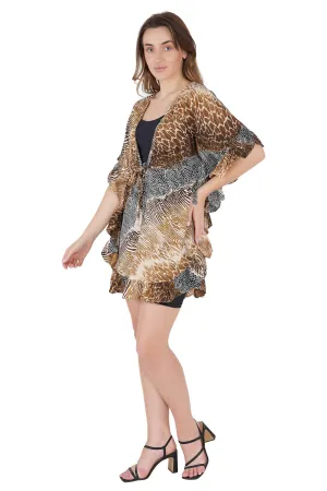 Animal Print Kaftan Swim Cover-Up Beach Dress