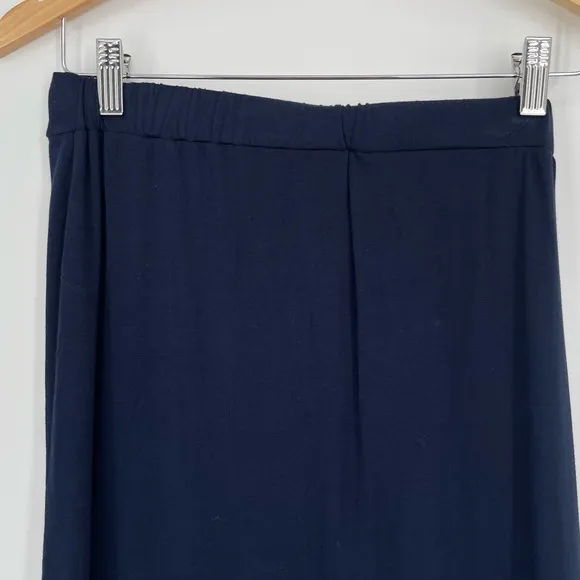 Aritizia Bobi Quiet Luxury Knot Front Pull On Navy Blue Soft Girl Midi Skirt XS