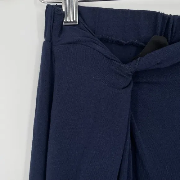 Aritizia Bobi Quiet Luxury Knot Front Pull On Navy Blue Soft Girl Midi Skirt XS