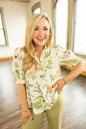 ATHENA FLORAL BUTTON DOWN TOP