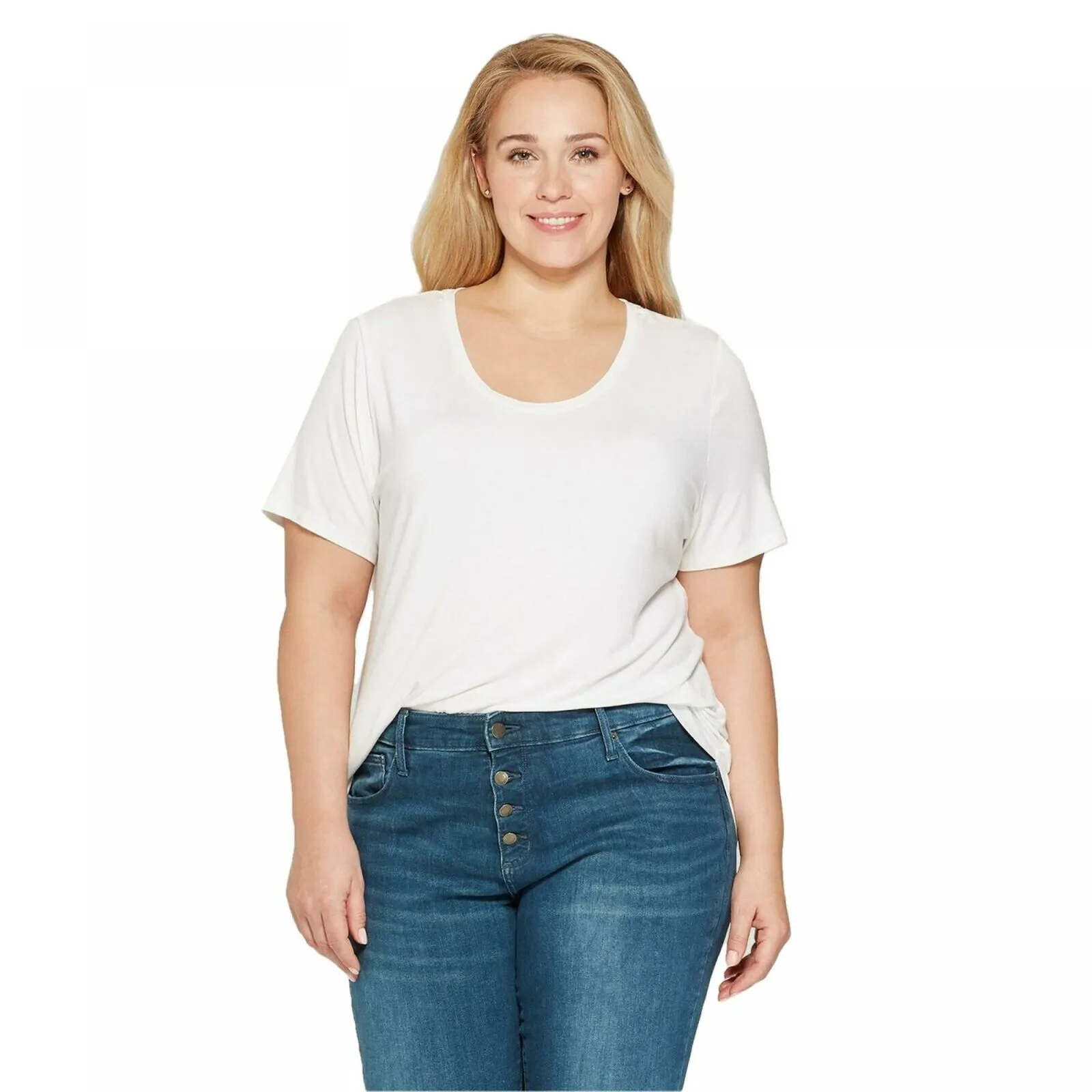 Ava & Viv Women's Plus Size Short Sleeve Scoop Neck Relaxed T-Shirt