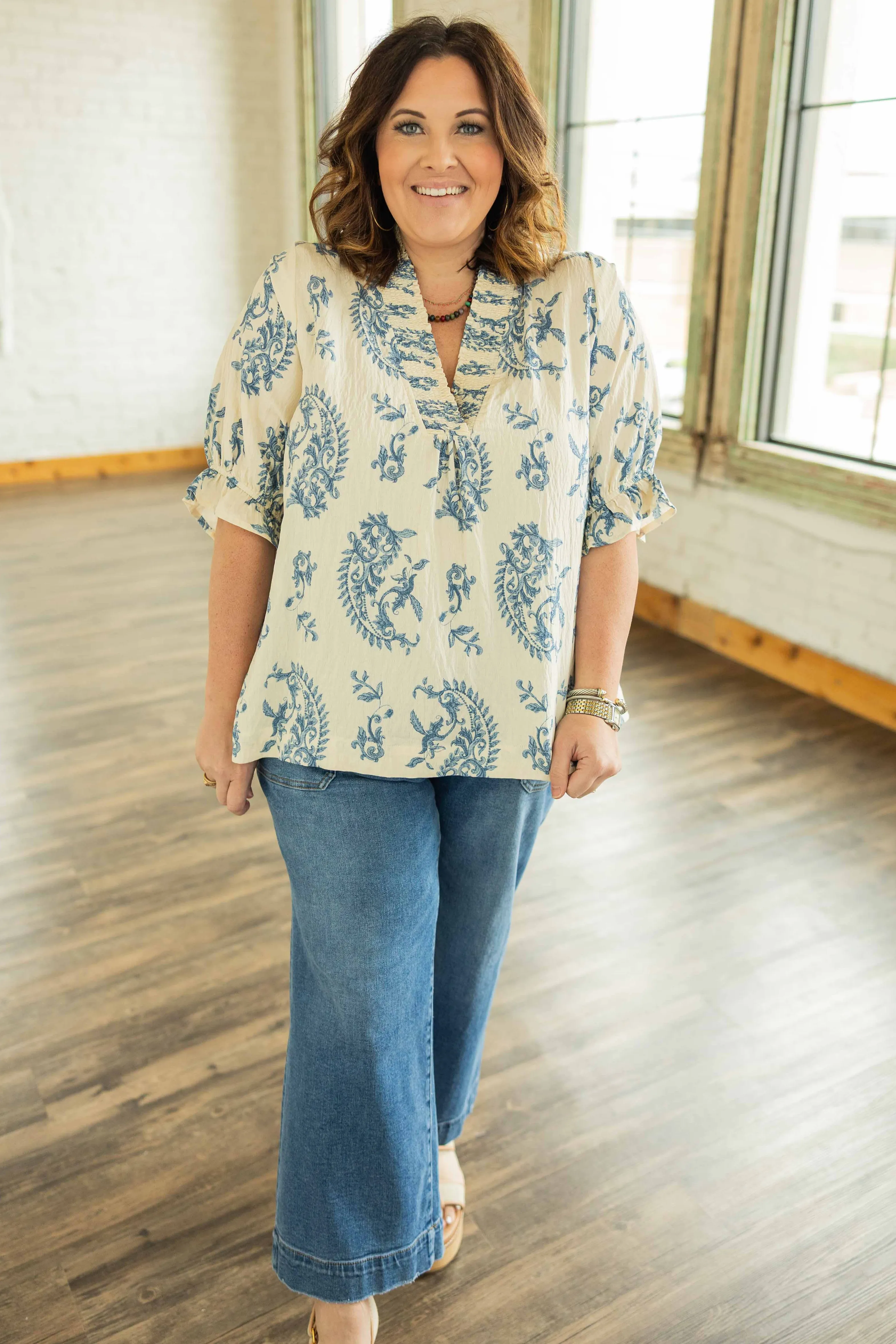 AZARIAH PLUS PAISLEY PRINT TOP