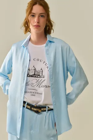Baby Blue Buttoned Shirt in satin