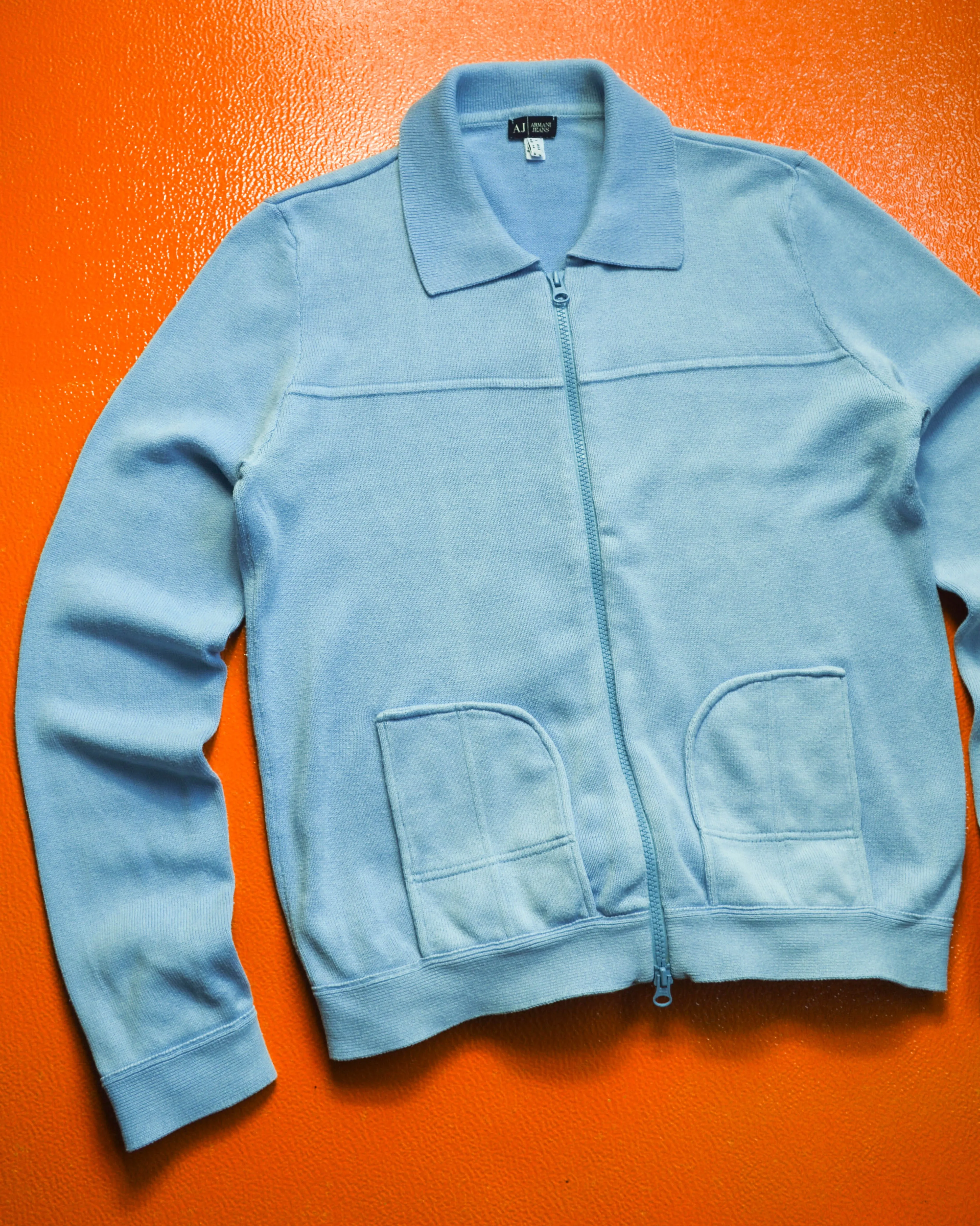 Baby Blue Zip Up Polo Cardigan  (S~M)