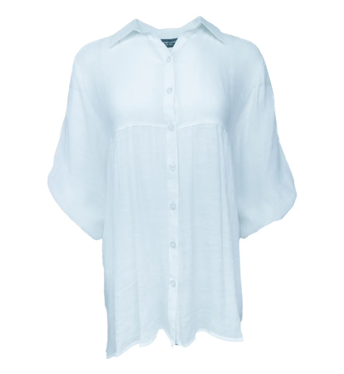 Babydoll Flowy Button Up Top - Light Blue