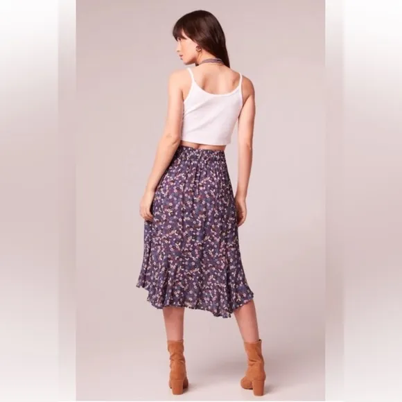 Band of the Free Linaelle Purple Floral Wrap Skirt NWT