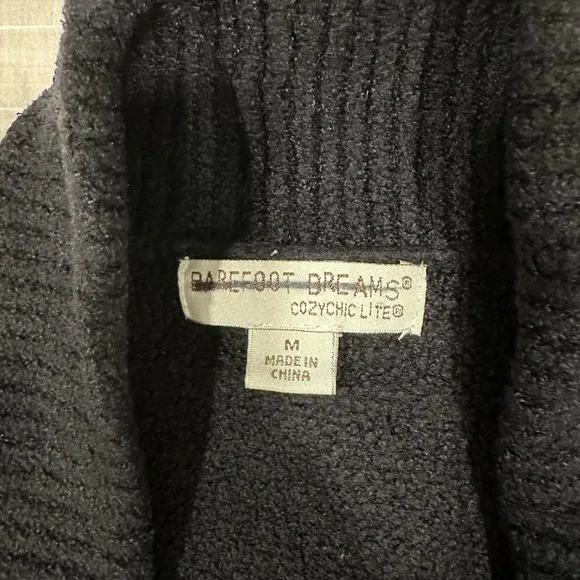 Barefoot Dreams CozyChic Lite Black Long Sleeve Circle Lounge Cardigan Size Med
